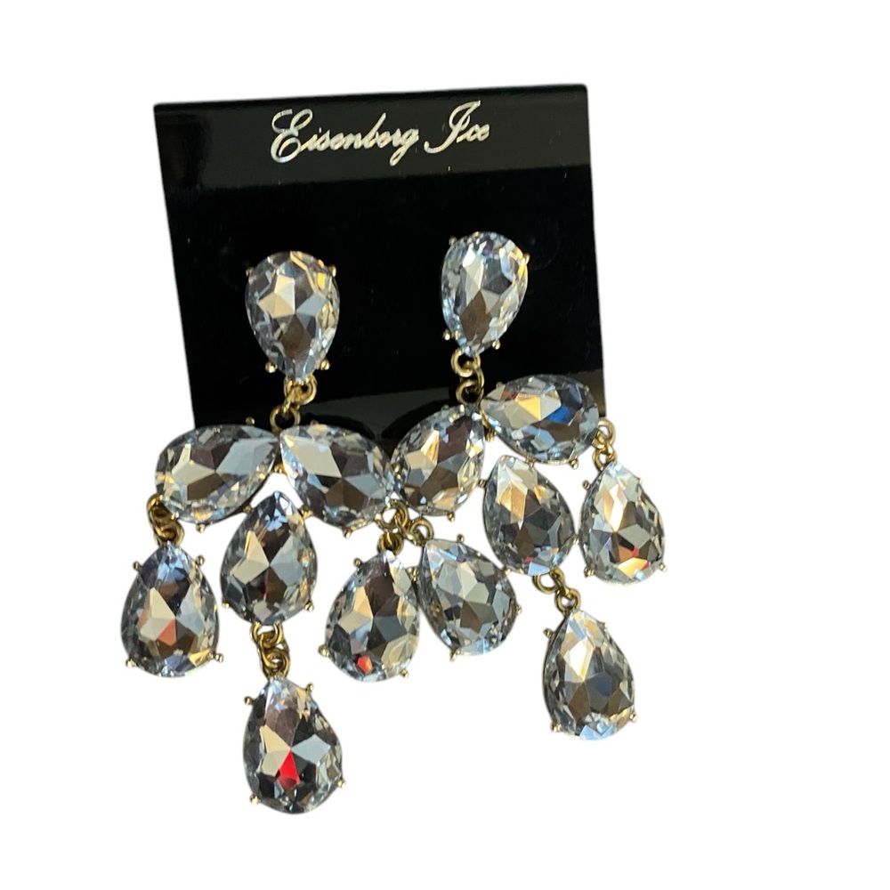 NWT Eisenberg Ice Huge Sparkle Rhinestone Dangle Earrings